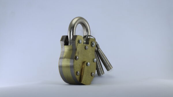 Nadeem Round Brass Pad Lock 7cm with Four keys